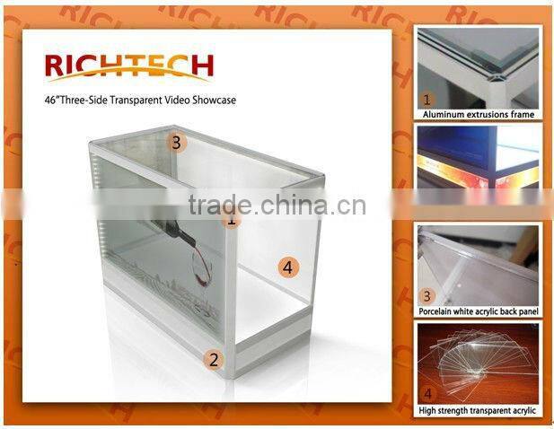 Richtech new modern clear mirror display box transparent LCD display with best price