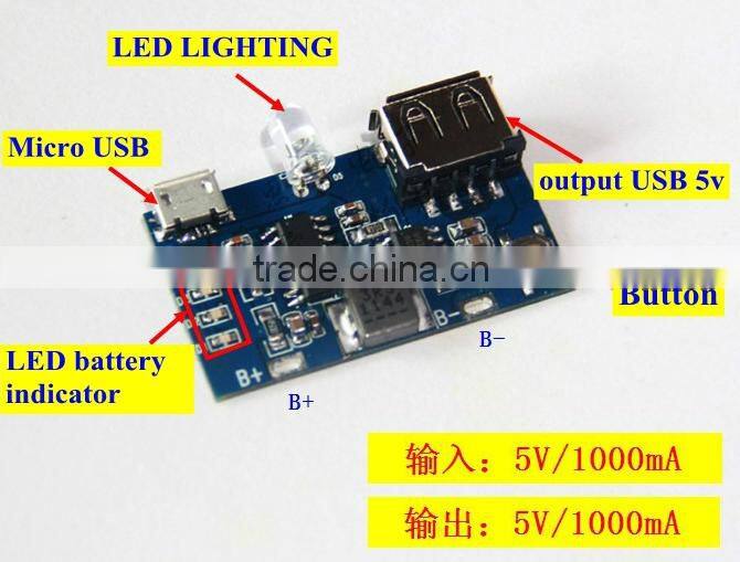 power bank circuit board DC DC Boost Converter 3V 3.3V 3.7V 4.2V to 5V 1A USB , micro USB 5V 1A input