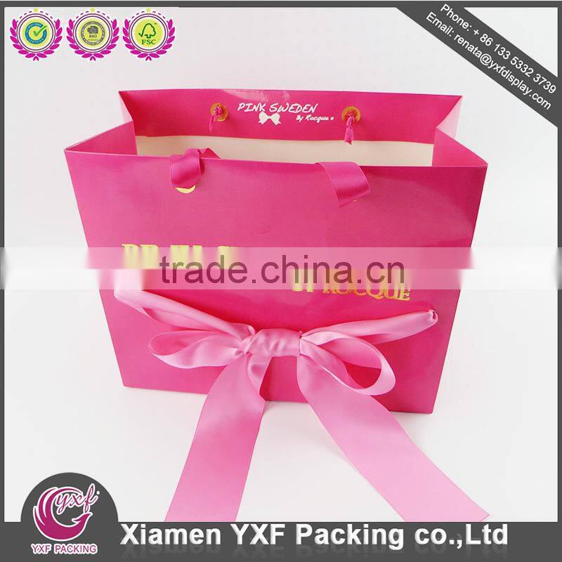 PP webbing Handle Bags Colored Kraft white reinforce paper Print Bag