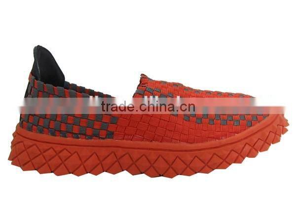 2016 fashion lady woven elastic sport shoe knit upper