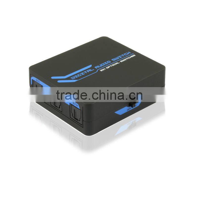 3 Ports Optical Audio Switcher With IR Remote Mini Toslink Switcher