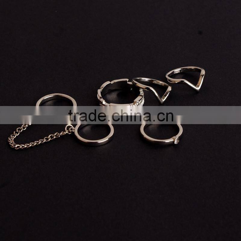 Hotsale New Design Ladies Gold Four Finger Ring