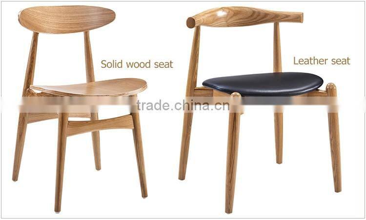 Commercial furniture modern appearance solid wood design dine chair with leather seat
