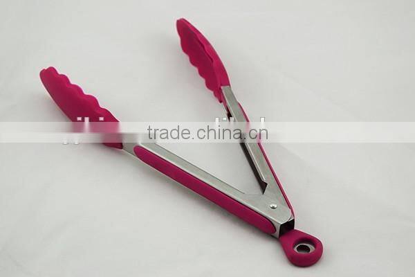 2016 BBQ tool baking utensil stainless steel & nylon food tongs