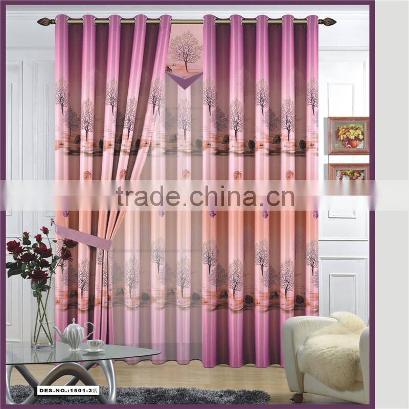 New polyester sheer curtain and print curtains blackout printed curtain fabric