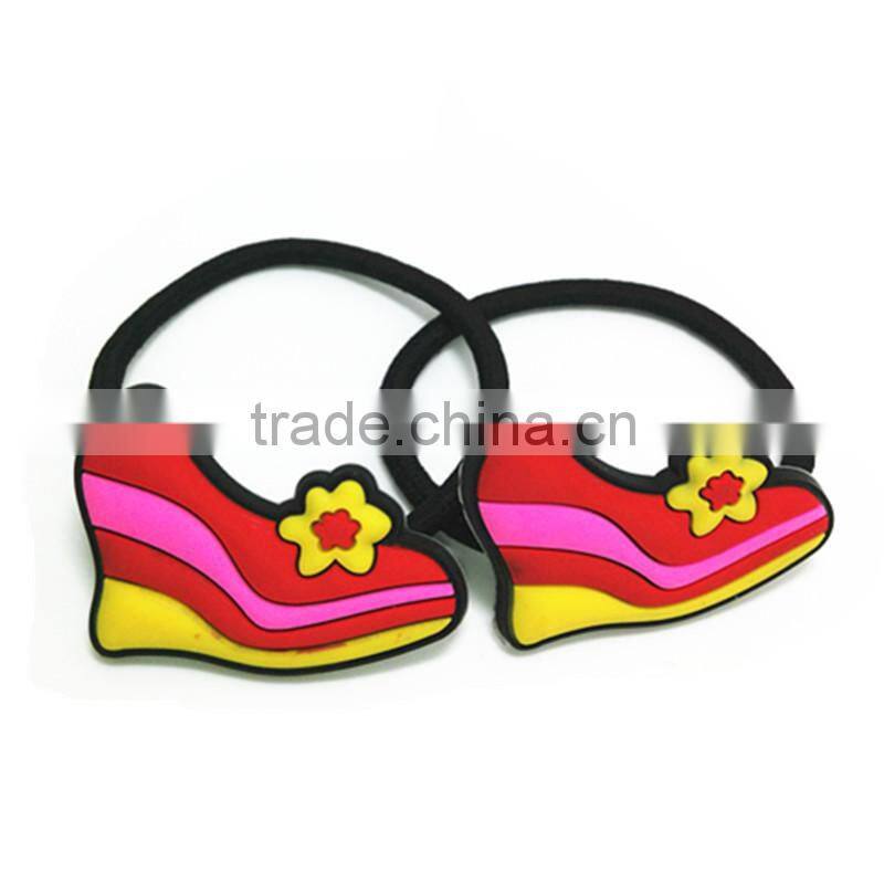 New Products cute cartoon colored soft pvc rubber girls hair bands for decorative