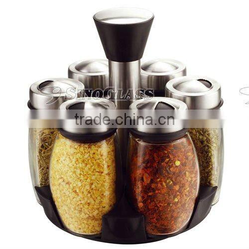 SINOGLASS 12 pcs Clear Glass Spice jar Rack Set