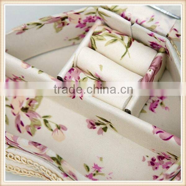 Home decorative Fabric covered makeup cosmetic box for jewelry