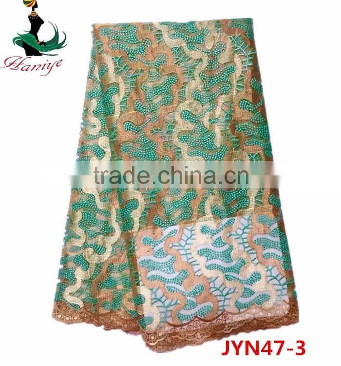 JYN47 african tulle lace fabric with stones for lady