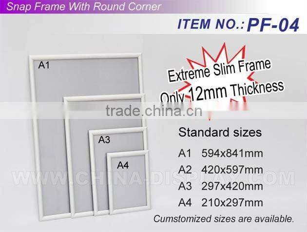 Aluminum 25mm snap frame a4 clip poster frame wall mounted white snap frame