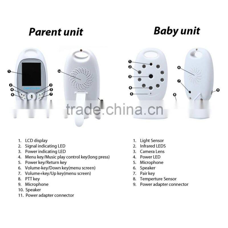 2 inch Wireless Video Baby Monitor VB601 Camera Baby Monitors 2Way Talk Night Vision 5M IR LED Temperature Hassle-Free Monitor