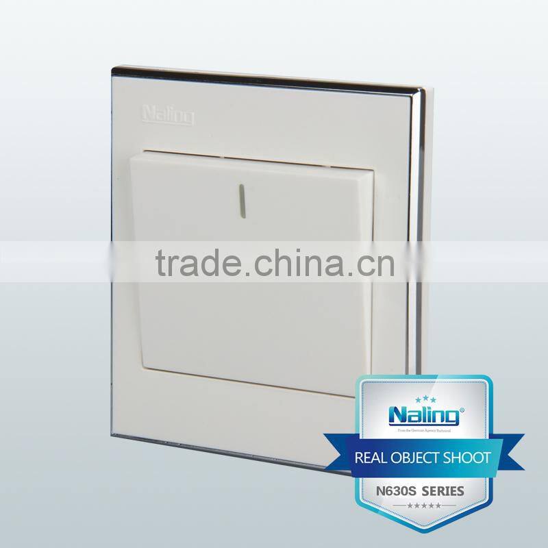 Wenzhou manufacturer pure white with silver ring 1 gang 2 way electric wall switch
