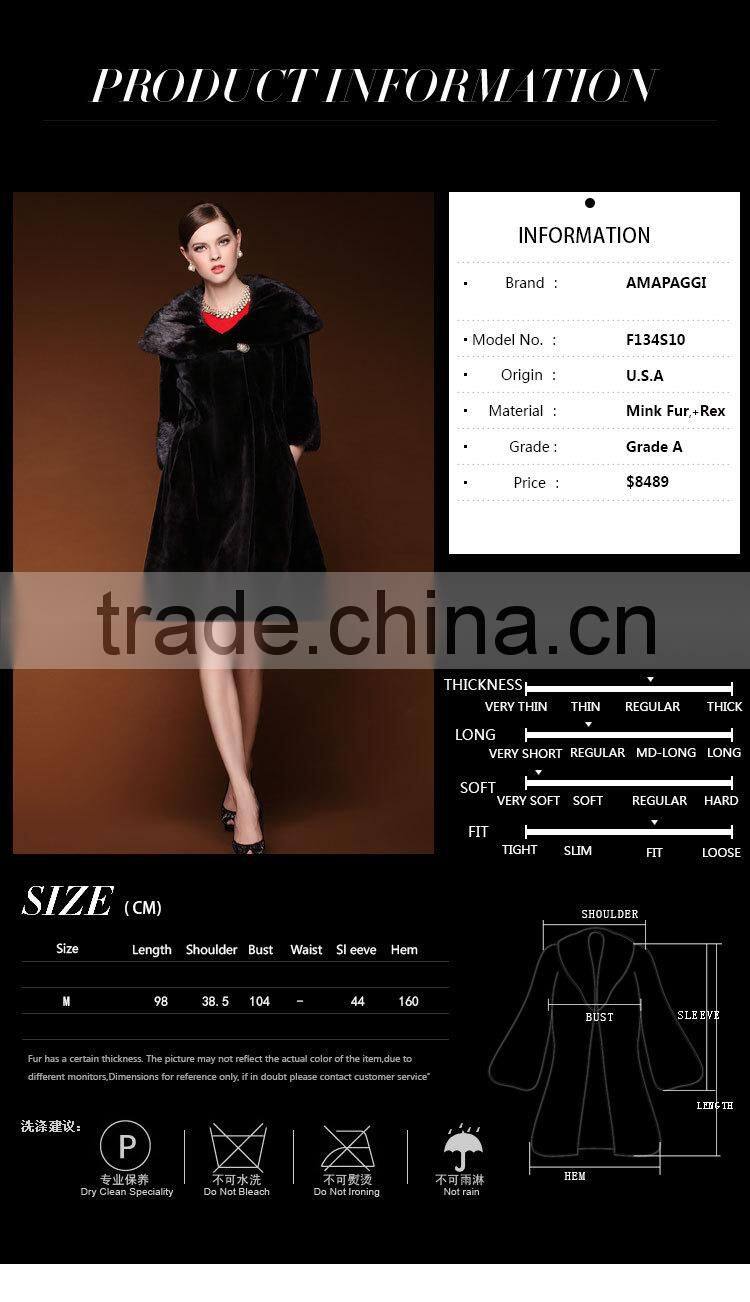 factory price plus size russian style black long mink fur coat for winter