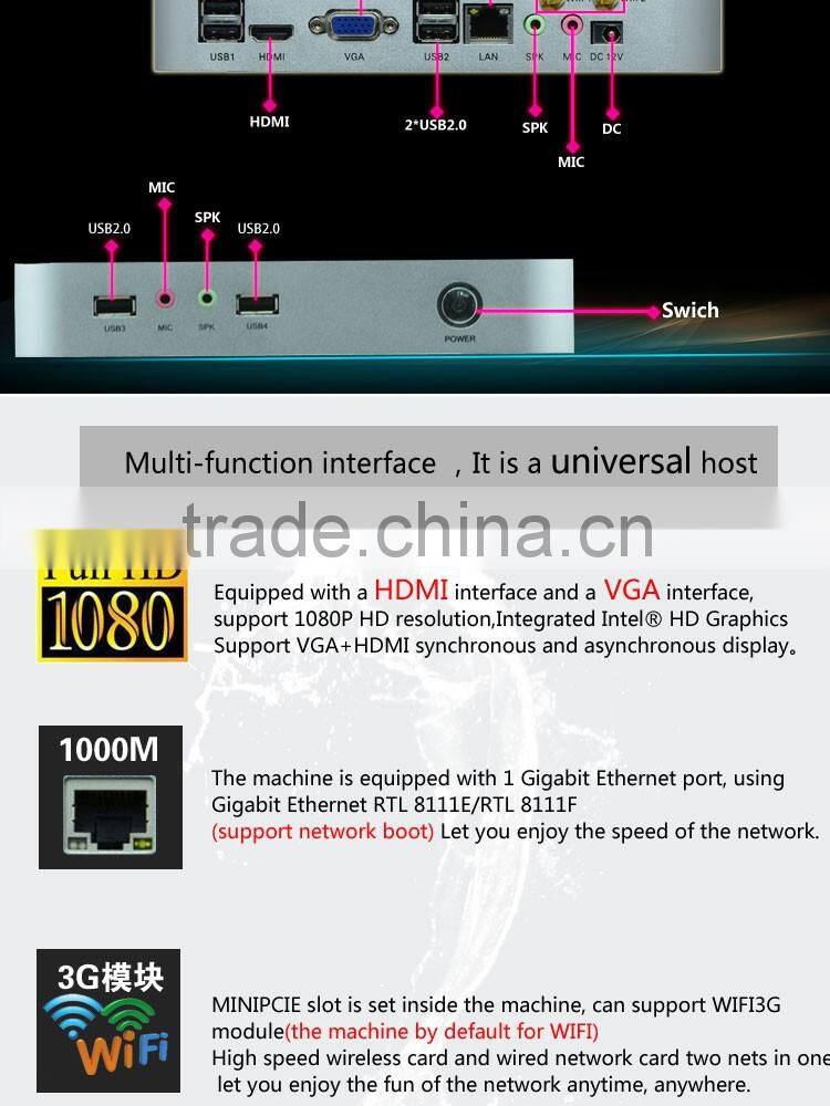 INTEL HD Graphics HTPC Desktop Case 6 USB Mini Computer