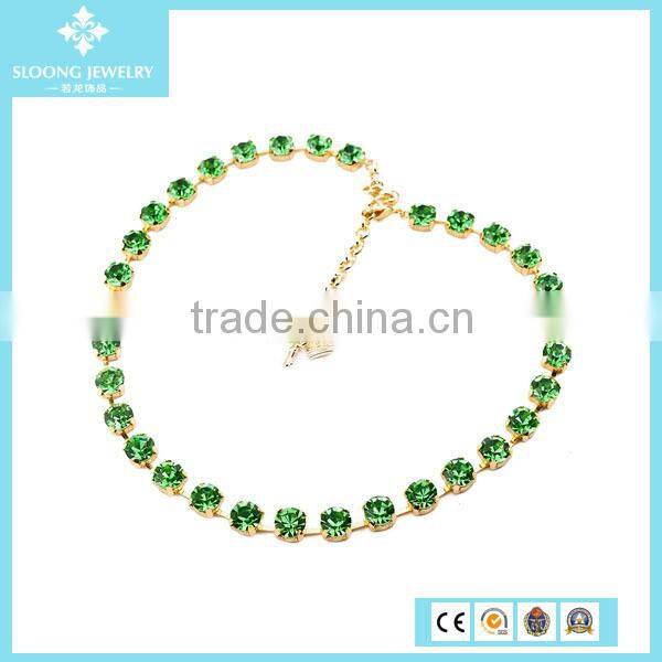 New Arrival Green Austria Crystal Chocker Necklace Yiwu Supplier