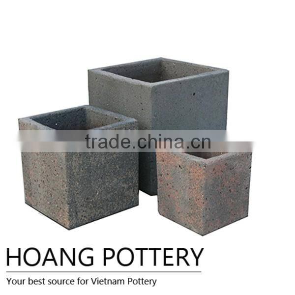 Vietnamese Square Hose Sandblasted Flower Pots / Planters