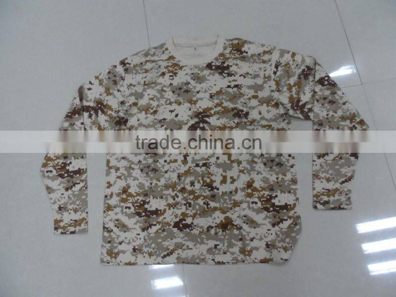 Custom made35% cotton 65% polyester jersey full print desert digital camouflage print russian army long sleeve t shirt