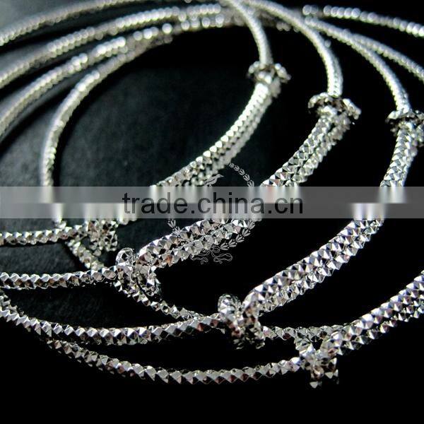 65mm diameter brass silver plated faceted simple adjustable wiring bracelet for beading 1900075