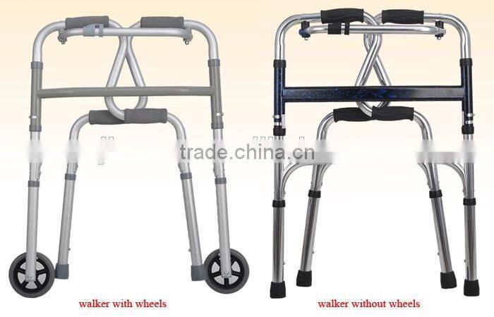 Aluminum folding old people walker walking aids for disabled adult walker