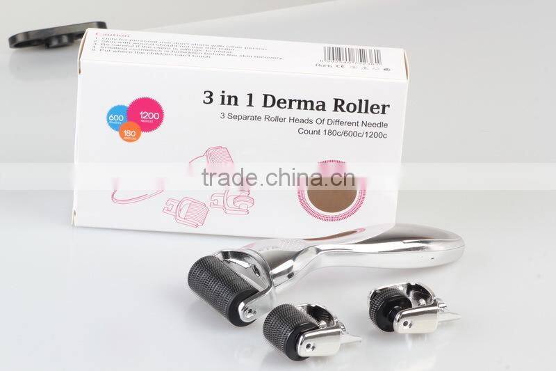 2016 hot 1200 needles body roller 3in1 derma cosmetic roller kit for dermatology