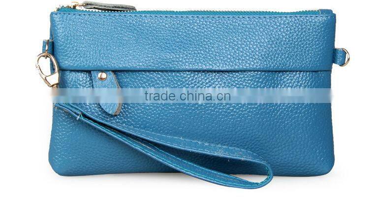 Wholesale Multifunction Women Ladies Genuine Leather Clutch Handbag Small Shoulder Bag Wallet Pouches Purse With Long Chain