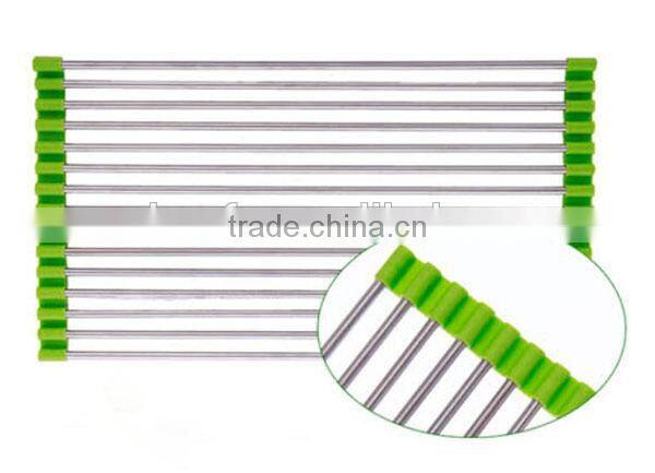 Foldable Stainless Steel Dish Drainer Drying Rack for Kitchen