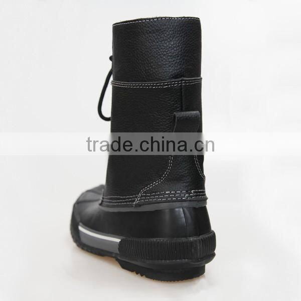 Mens Black Warm Genuine Leather Winter Boots