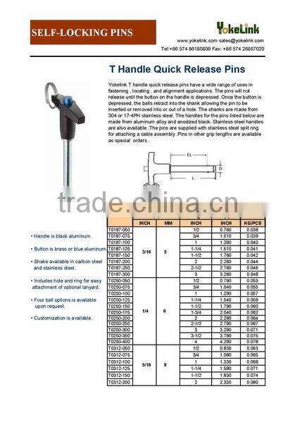 T type quick release pin with lanyard