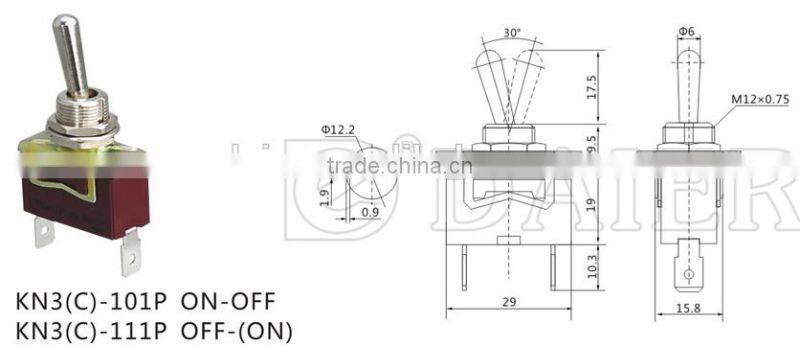 1.5a 250v toggle switch/120v on/off switch/2-way miniature toggle switch
