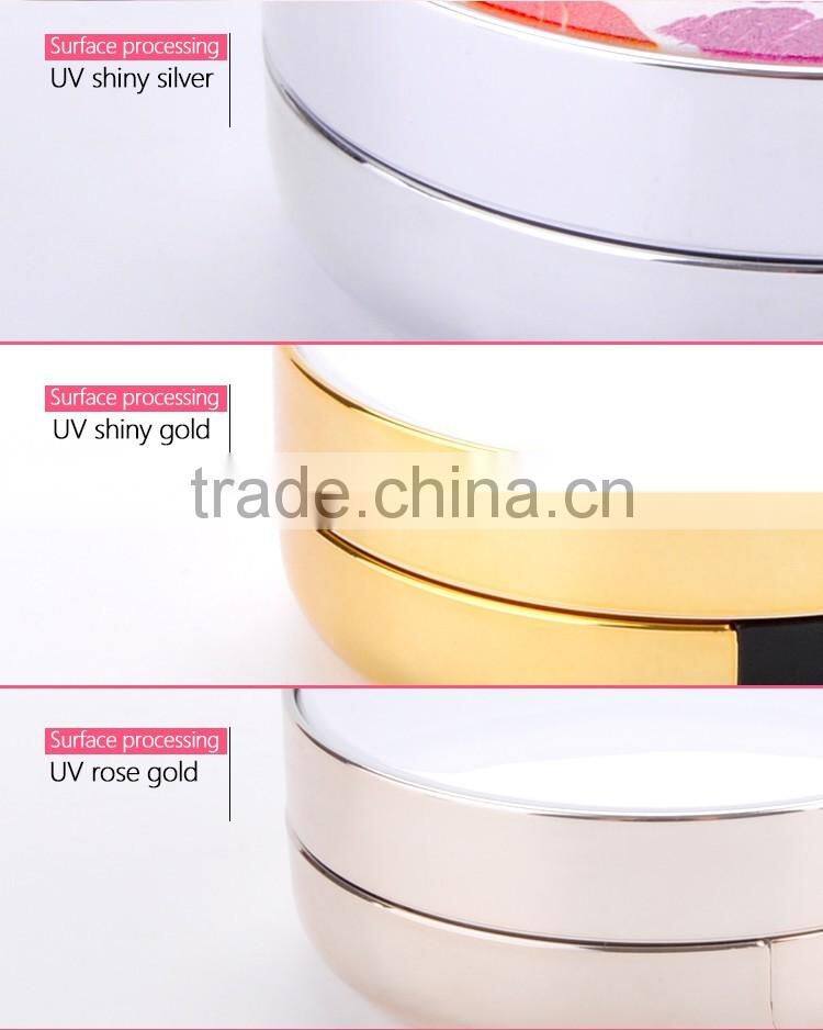 Fashionable Shiny Gold jar for air cushion BB CC new makeup round airless powder jar
