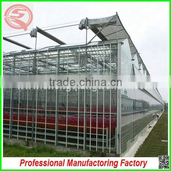 Hot sale 9.6m multi-span agriculture glass greenhouse grow tent for planting