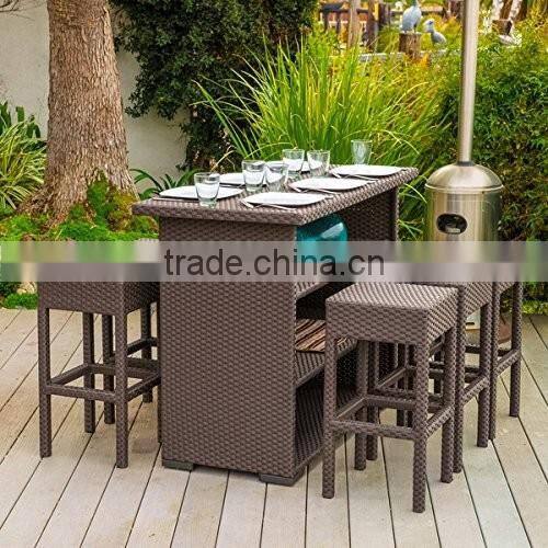 TG15-0200 Garden Furniture 7 Pieces Rattan Bar Table and Chair Set