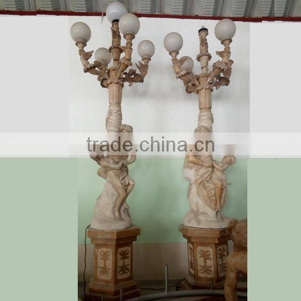 Luxry large stone lamp with statues