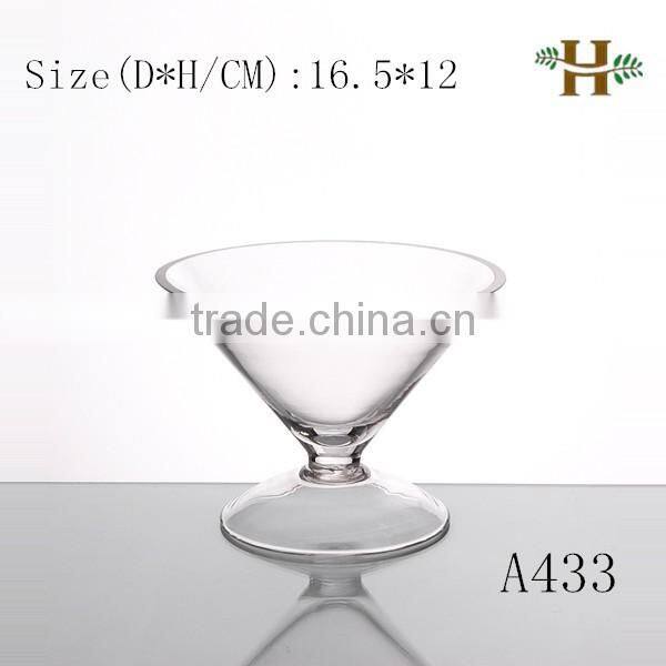 Handmade Glass Vase Red Colored Long Stem Martini Glass Vase