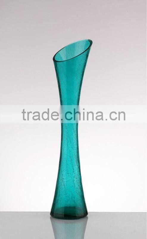 colored slim glass vase,slim glass vase wholesale cheap,crackled slim glass vase