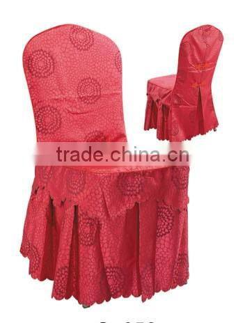 Red color pattern with ruffled pleat chair cover for restaurant used