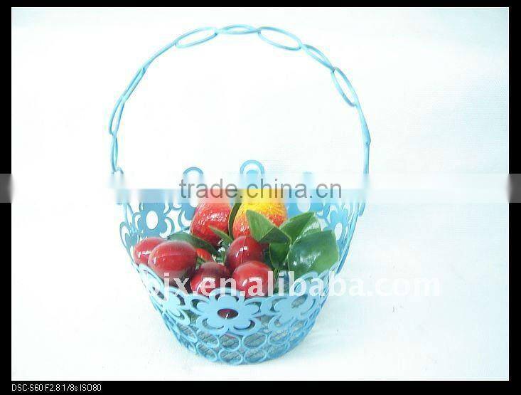 Blue round wire storage metal hanging baskets