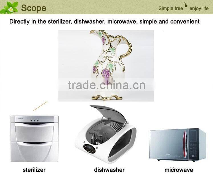 Stock Golden Ceramic Plate/bulk ceramic vase grape design