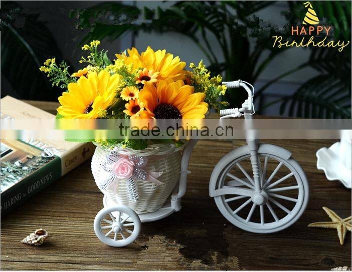White Tricycle Bike Design Flower Basket Storage Container DIY Party Weddding casamento Decoration Supplies