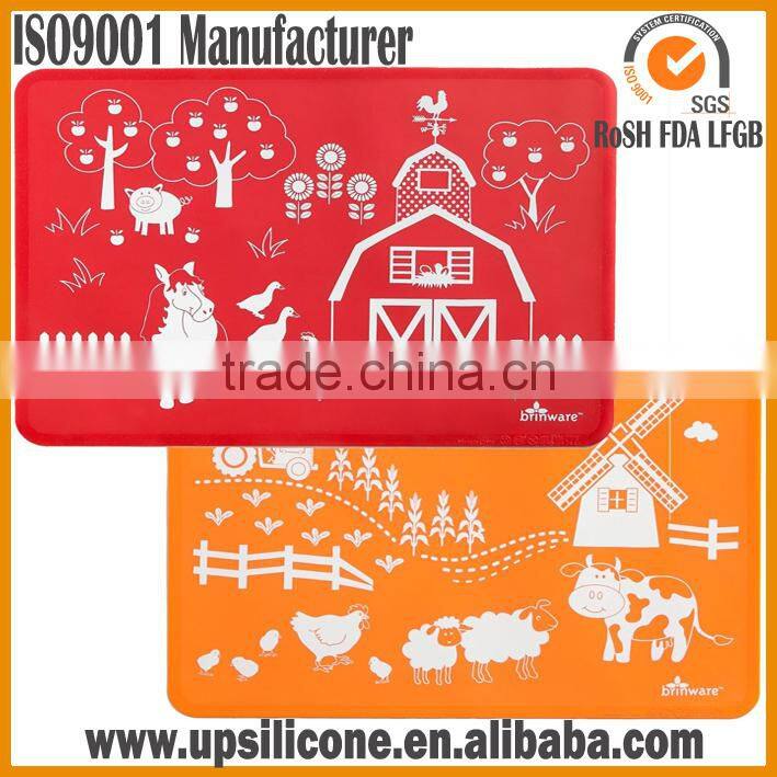 FDA eco-friendly cheap dishwasher safe silicone baby placemat, silicone placemat for kids