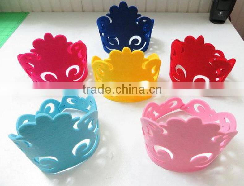 2017 new product hot sale wholesale China handmade party supply girl design felt princess polyester wedding headband tiara crown