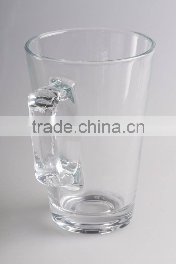 Custom logo printed clear cheap 16oz glass coffee mugs wholesale