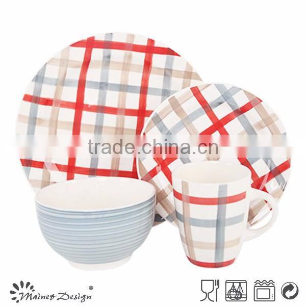 Ceramic stoneware hand painting color circle dinnerware set