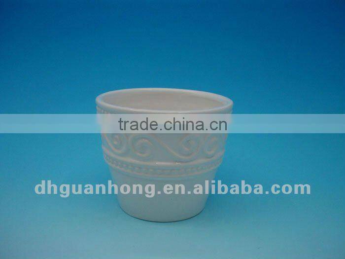 New design round white DeHua ceramic flower pot