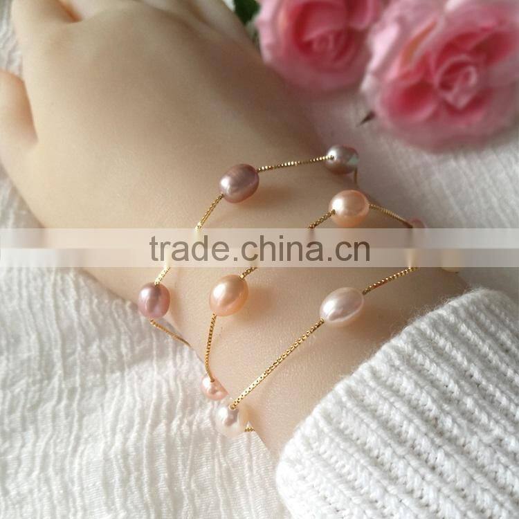 8-9 mm white rice shape freshwater pearl bracelet