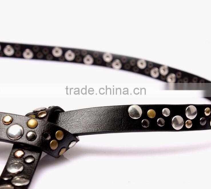 Wholesale rivet decorated sex women lady thin PU waist belt