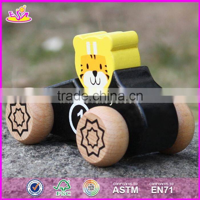 2017 New design tiger shape kids toy wooden cars W04A334