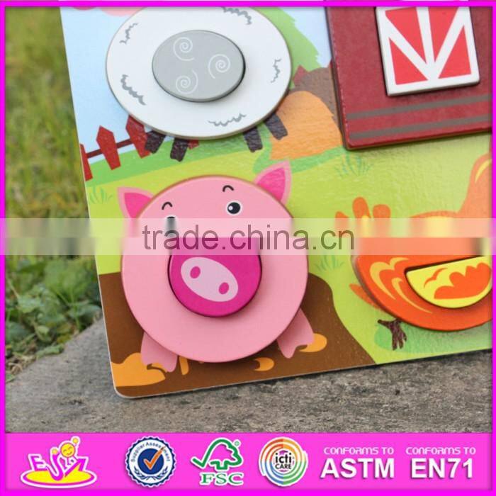 2017 New product cartoon farm animals wooden kids 3d puzzle W14D025