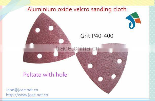 Peltate aluminium oxide sanding cloth with hole