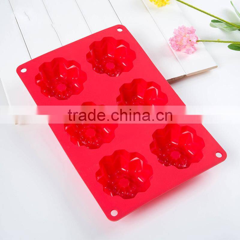 Silicone Baking Mould Flower Daisy Shape Silicone Mould 6-Cavity Silicon Cake Baking Mould